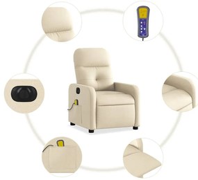 Poltrona de massagens reclinável elétrica tecido creme