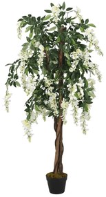 359008 vidaXL Glicínia artificial 840 folhas 150 cm verde e branco