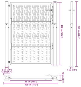 Portão de jardim 105x130 cm design cruzado de aço resistente