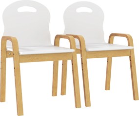 AIYAPLAY Conjunto de 2 cadeiras infantis com altura ajustável cadeiras infantis em madeira maciça com apoios de braços 39x34x61,5cm branco | Aosom Portugal