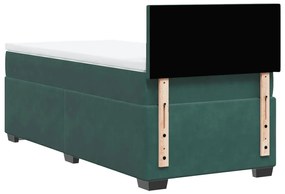 Cama com molas/colchão 90x190 cm veludo verde-escuro