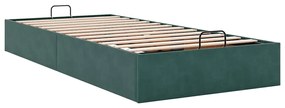 Otomano Bed Frame No Colchão Verde Escuro 80x200 cm Veludo