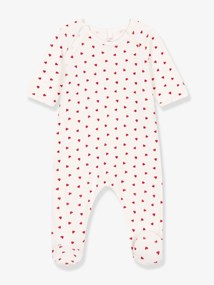 Pijama corações, em veludo, para bebé, da Petit Bateau branco estampado