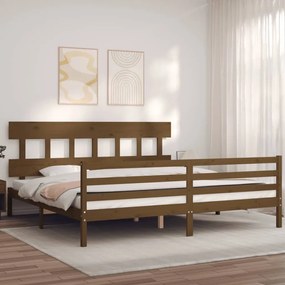 vidaXL Estrutura cama c/ cabeceira 200x200cm maciço castanho-mel