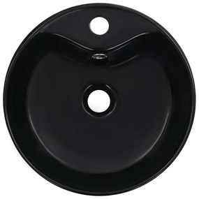 Lavatório com extravasamento 36x13 cm cerâmica preto