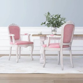 vidaXL Cadeiras de jantar 2 pcs 62x59,5x100,5 cm veludo rosa