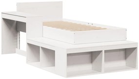 Cama sem colchão 75x190 cm madeira de pinho maciça branco