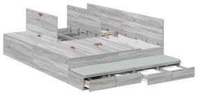 Estrado de Cama com Arrumação Cinza Sonoma 135x190 cm