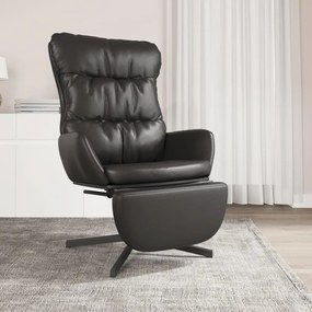 vidaXL Cadeira de descanso com apoio de pés couro artificial preto