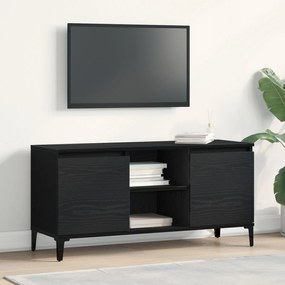 Armário de TV vidaXL Preto Carvalho 102x35x50 cm de Madeira de Engenha