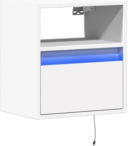 Mesa de cabeceira de parede com luzes LED branco