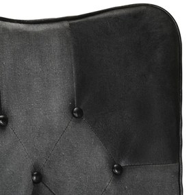 Poltrona de apoio couro genuíno preto e cinzento