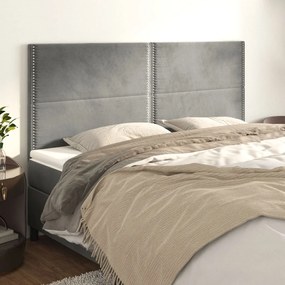 3116258 vidaXL Cabeceira de cama 4 pcs veludo 100x5x78/88 cm cinzento-claro