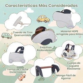 Andador de Empurrar 4 em 1 para Bebés, 46,5 x 44,5 x 51 cm, Assento Rebatível, Cinzento+Branco