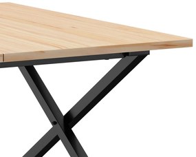 Mesa de centro estrutura em X 80x80x45 cm pinho e aço