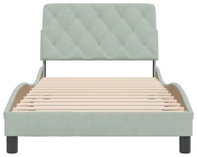 Estrutura de cama sem colchão 100x200 cm veludo cinzento-claro