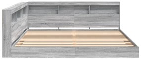 Cama com Estante Cinza Sonoma 180x200 cm Madeira Reconstituída