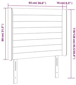 Cabeceira cama c/ luzes LED tecido 93x16x118/128 cm cinza-claro