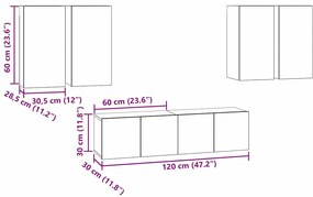 Conjunto de móvel de TV 6 pcs Carvalho Preto 60 x 30 x 30 cm