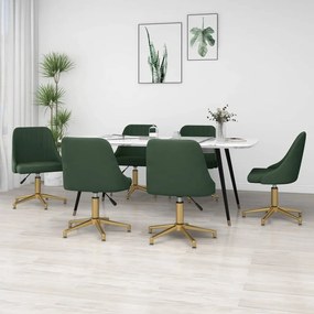 vidaXL Cadeiras de jantar giratórias 6 pcs veludo verde-escuro
