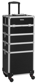 Maleta profissional de maquilhagem com rodas, design 4 em 1 | SONGMICS | 82,5 x 35 x 25 cm | preto | JHZ11BK.