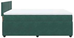 Cama com molas/colchão 160x200 cm veludo verde-escuro