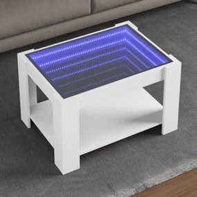 Mesa de centro c/ LEDs 73x53x45 cm derivados de madeira branco
