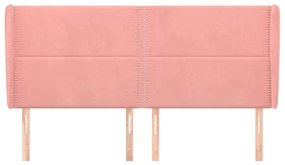 Cabeceira cama c/ abas veludo 163x23x118/128 cm rosa