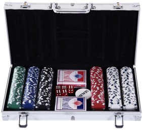 HOMCOM Mala Poker 300 Fichas Profissional Conjunto Completo Jogo Noite Casino Multicor 38x20,5x6,5cm | Aosom Portugal