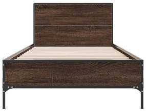 Estrutura de cama derivados de madeira/metal carvalho castanho