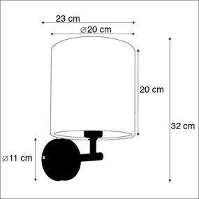 Candeeiro de parede vintage cinzento escuro com abajur de veludo borboleta - Combi Moderno