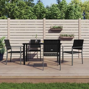 vidaXL 5 pcs conjunto de jantar p/ jardim vime PE e aço