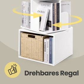 Estante com 4 prateleiras, giratória, com compartimentos abertos 40 x 40 x 124,6 cm Branca