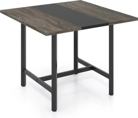 Mesa de reuniões quadrada 100 x 100 x 75 cm com tampo espesso para sala de reuniões para 4 pessoas, cinzenta e preto