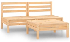 vidaXL 3 pcs conjunto lounge de jardim madeira de pinho maciça