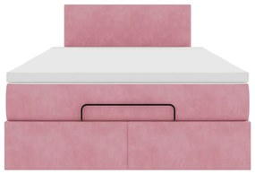 Estrutura de cama otomana com colchão 120x200 cm veludo rosa