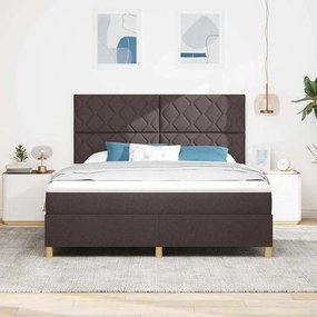 Cama Box com Colchão &amp; LED Castanho 180x200 cm Tecido