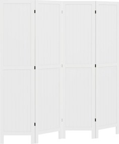 HOMCOM Biombo de Madeira 4 Painéis Dobrável 160x170 cm Branco | Aosom Portugal