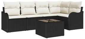 Conjunto de Sofá de Jardim vidaXL 5 Peças com Almofadas Marrom Vime PE