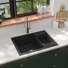 Lava-louça cozinha orifício extravas. cuba dupla granito preto