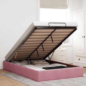 Ottoman Bed Frame No Colchão Rosa 120x190 cm Veludo