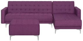 Sofá de canto à esquerda de 4 lugares com repousa-pés em tecido violeta ABERDEEN Beliani