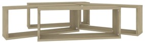 Prateleiras parede forma de cubo 4 pcs carvalho sonoma