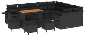 vidaXL Conjunto de Sofá de Jardim 13 pcs Preto vime PE