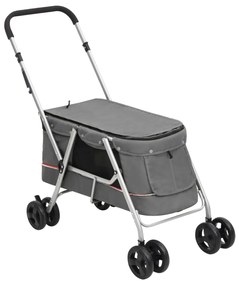 Carrinho dobrável para cães 100x49x96 cm tecido linho cinzento