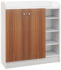 HOMCOM Sapateira 2 Portas Prateleiras Interiores 4 Prateleiras Exteriores Ajustáveis Madeira 83x30x90 cm Design Moderno | Aosom Portugal