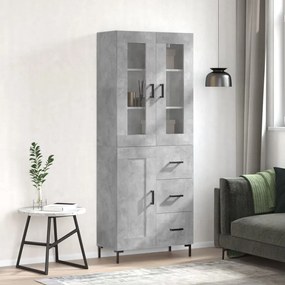vidaXL Armário alto 69,5x34x180 cm derivados de madeira cinza cimento