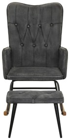 Cadeira de baloiço com apoio de pés lona vintage preto