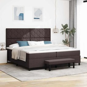 vidaXL Cama Box com Colchão & Banco Marrom Escuro 200x200 cm Tecido