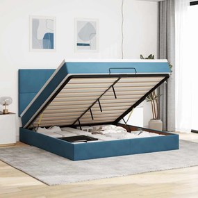 vidaXL Estrutura cama otomana colchões 180x200 cm veludo azul escuro